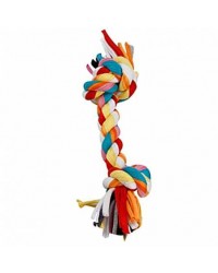 LEOPET CORDA 2 NODI IN COTONE INTRECCIATO MULTICOLORE Cm 35